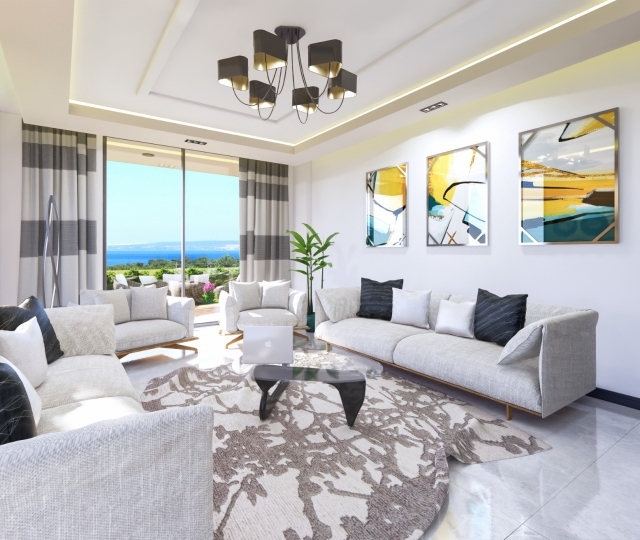 AKBüK - 1+1 Luxury Apartment (Off Plan) - LUX LIVING Stunning SERENITY with Sea View. FINISHED SHOW HOME!